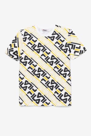 FILA Calvin Tee Shirts White / Black / Yellow,Mens Clothing | CA.IJSROZ045